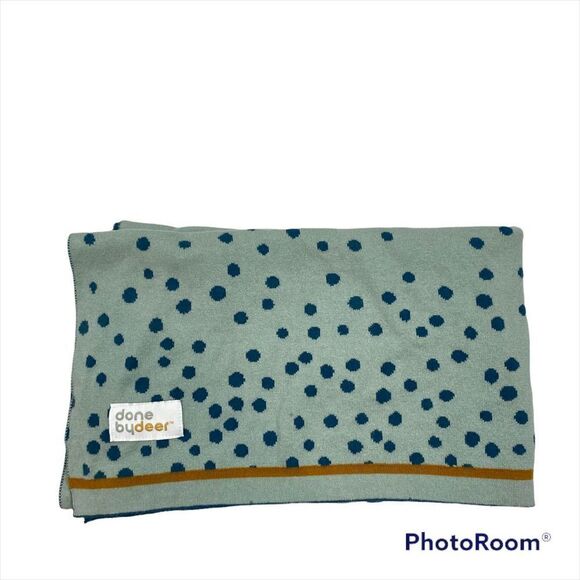Done by Deer Knitted Baby Blanket Blue Dots Print - Picture 6 of 6